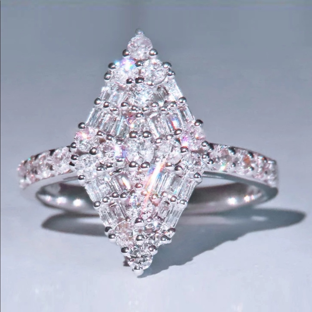*NEW*925 Silver Bridal Wedding Diamond Ring